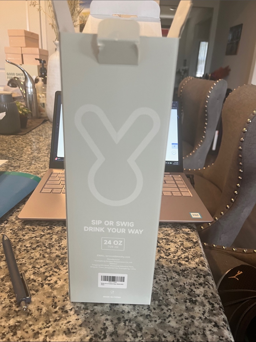 Neutral Gray 24 oz Water in Bottle Box - Minimal Logo